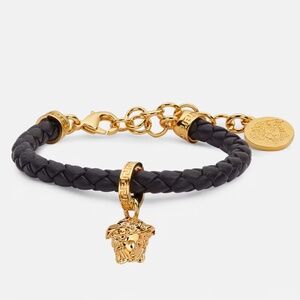 VERSACE Medusa Braided Leather Bracelet